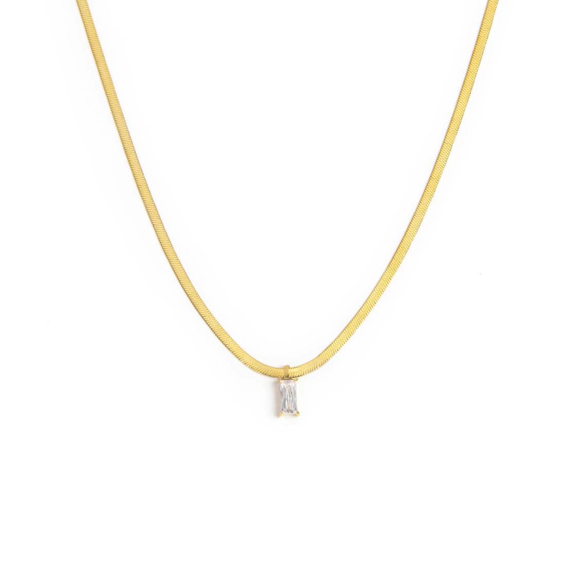 Collana catena snake con zircone baguette