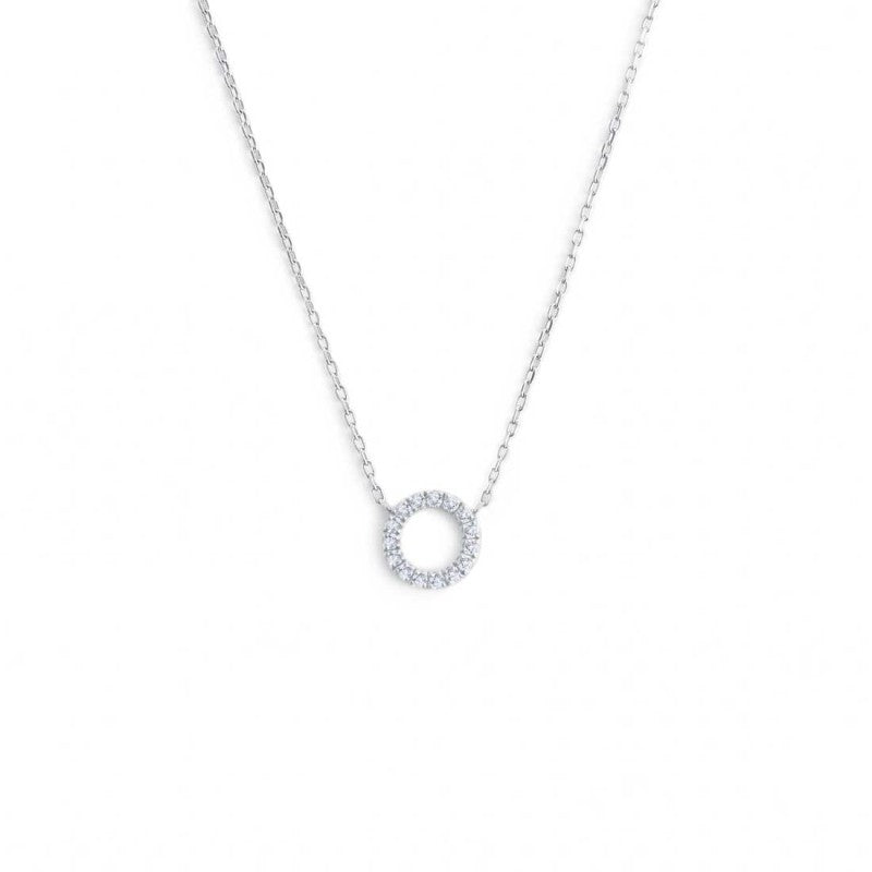 Collana cerchio 0,8cm con zirconi bianchi
