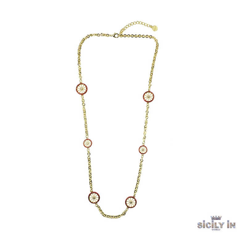 COLLANA LUNGA IN METALLO ANALLERGICO CON 6 CHARMS