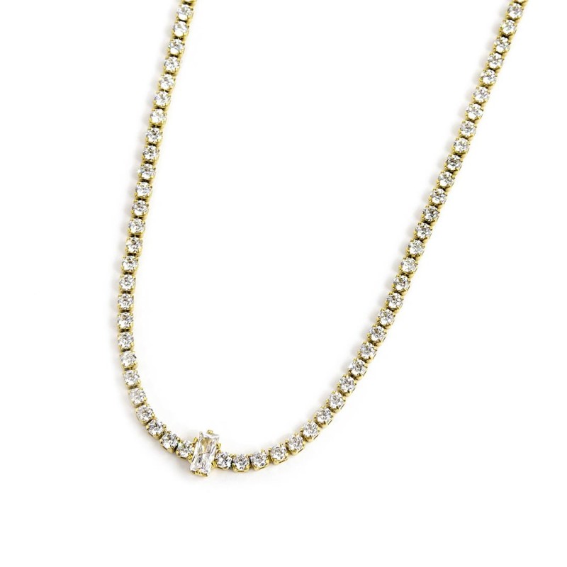 Collana tennis con zircone centrale
