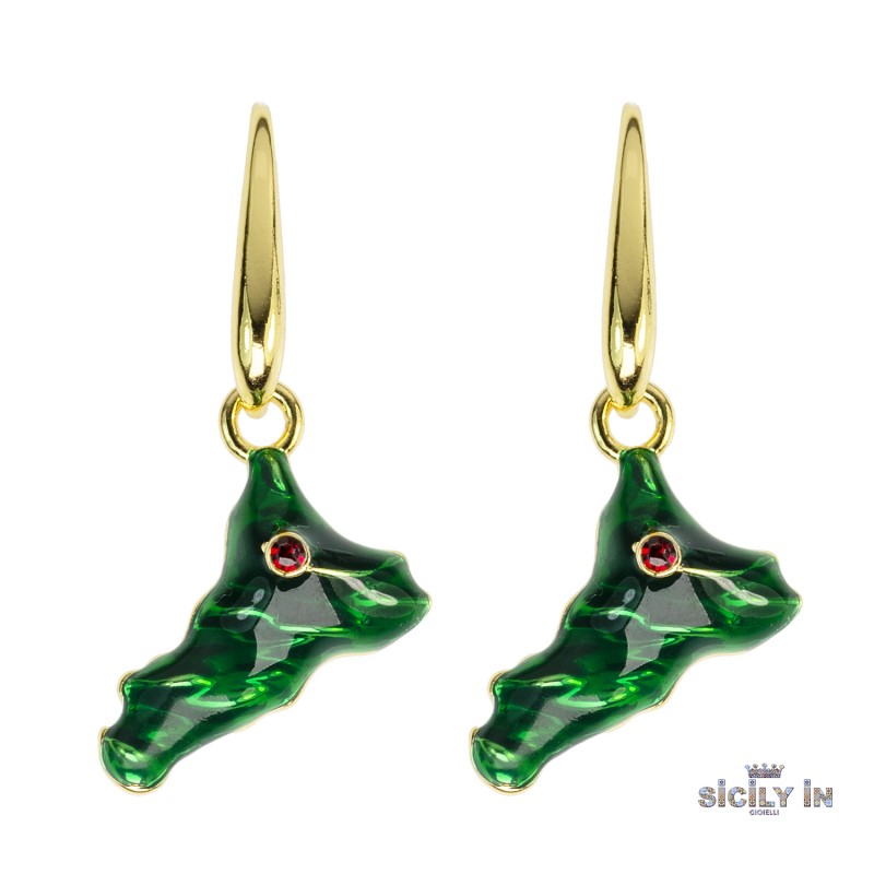 ORECCHINI IN METALLO ANALLERGICO CON 1 CHARM SICILIA