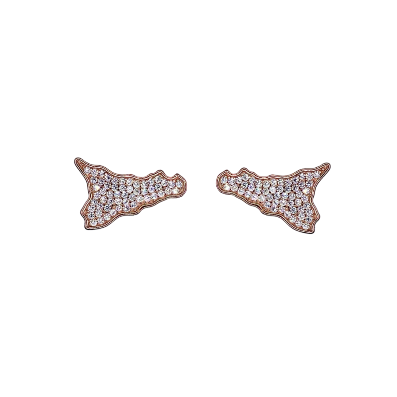 Orecchini rosati con charm Sicilia in argento 925
