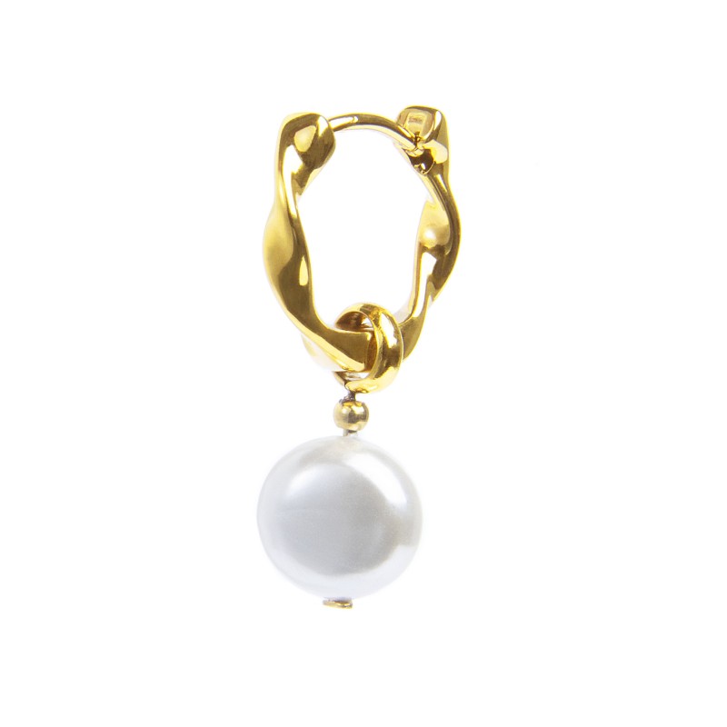 Orecchino a cerchio 1,4cm con perla pendente