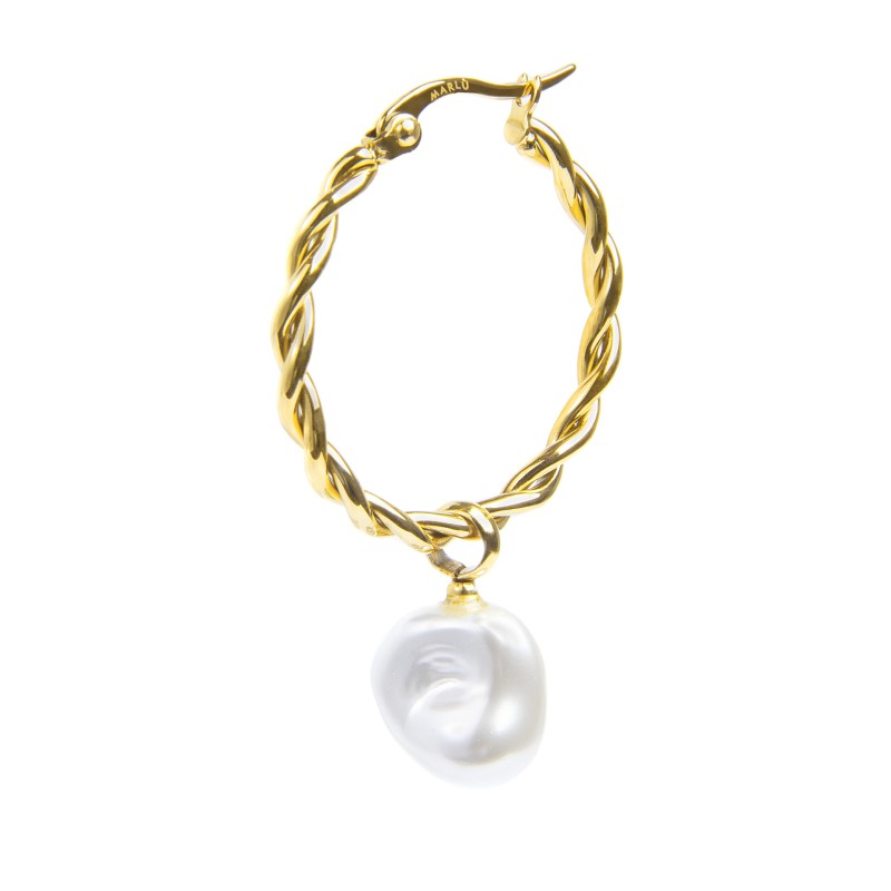 Orecchino a cerchio 2,7cm con perla pendente