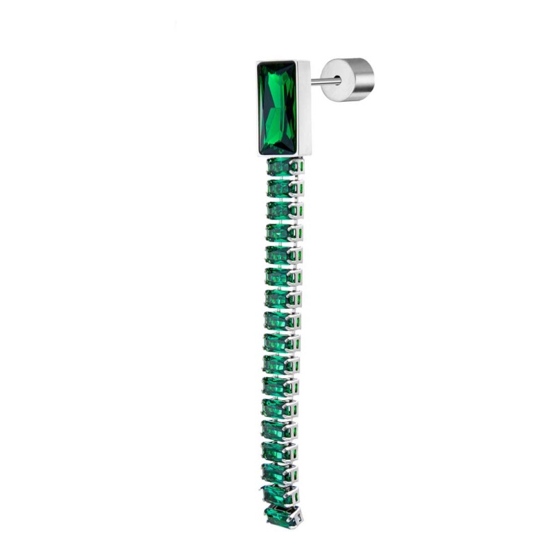 Orecchino a lobo catena tennis baguette