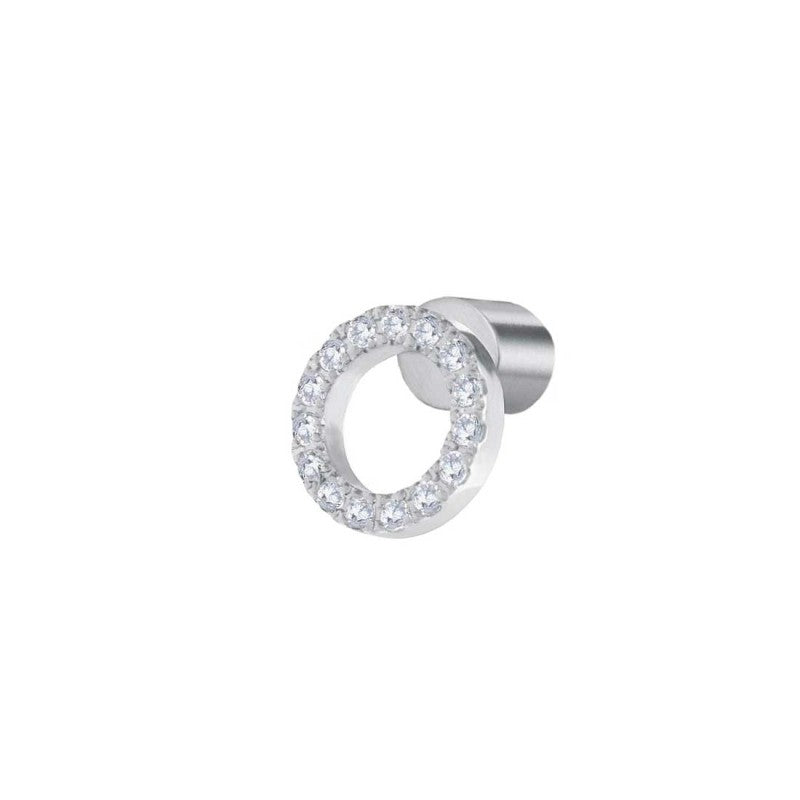 Orecchino a lobo cerchio 0,8cm con zirconi bianchi