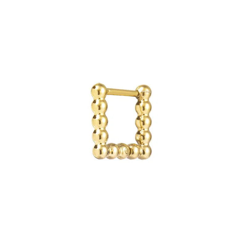Orecchino quadrato 1,1 cm trama con sfere