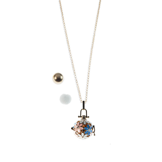 Collana Chiama Angeli con Sfera Sonora e Batuffolo – Placcatura Oro Rosa e Zirconi – CL204A-R