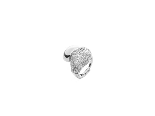 ANELLO OTTONE RODIO ZIRC BIANC