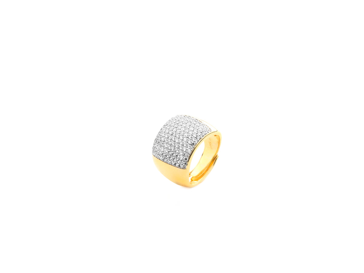 ANELLO OTTONE ORO ZIRC BIANCHI