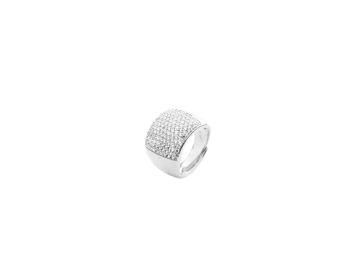 ANELLO OTTONE RODIO ZIRC BIANC