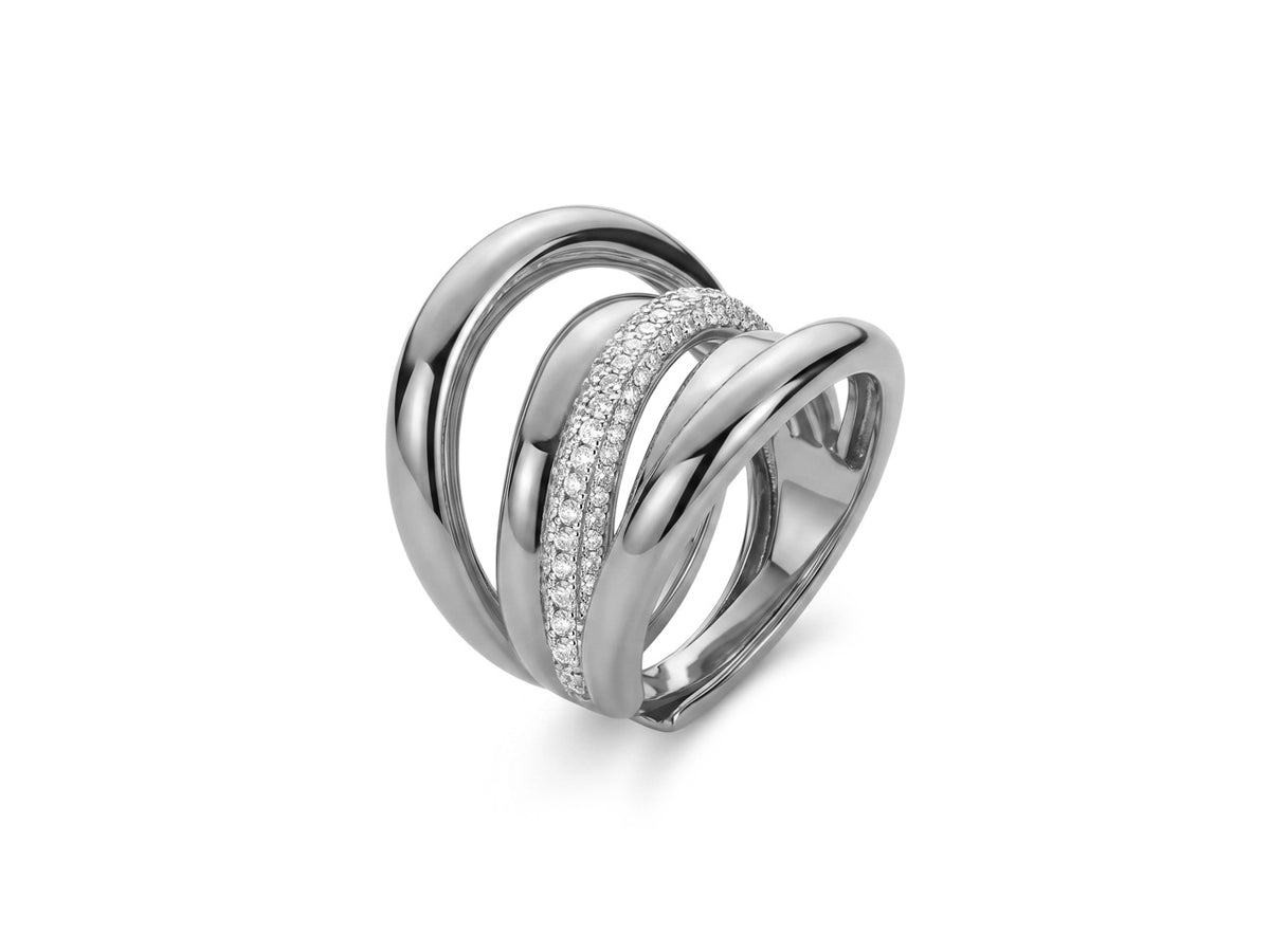 ANELLO OTTONE RODIO ZIRC BIAN