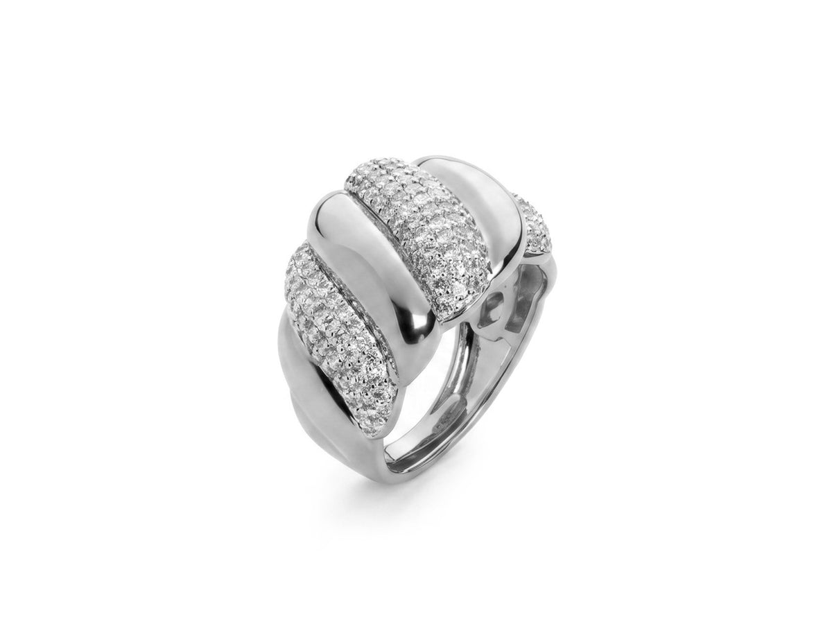 ANELLO OTTONE RODIO ZIRC BIAN