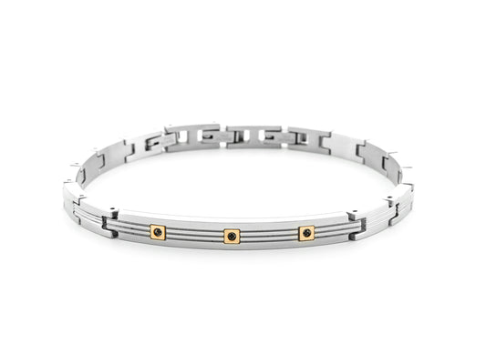 BR ACCIAIO,SPIN NERI E ORO 18K