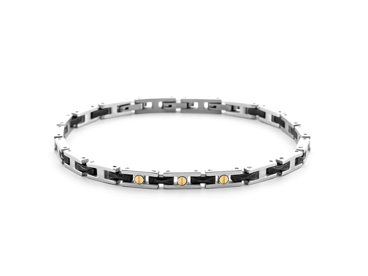 BR ACCIAIO,SPIN NERI E ORO 18K