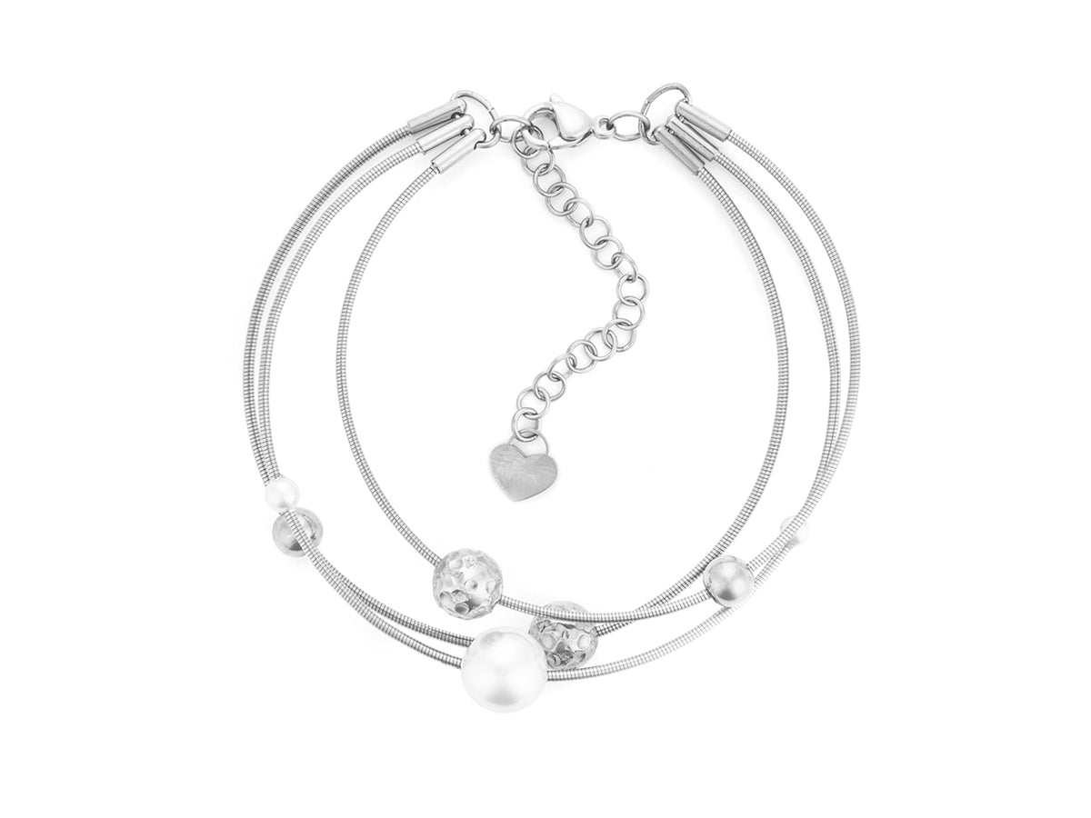 BRACCIALE ACCIAIO PERLE BIANCH