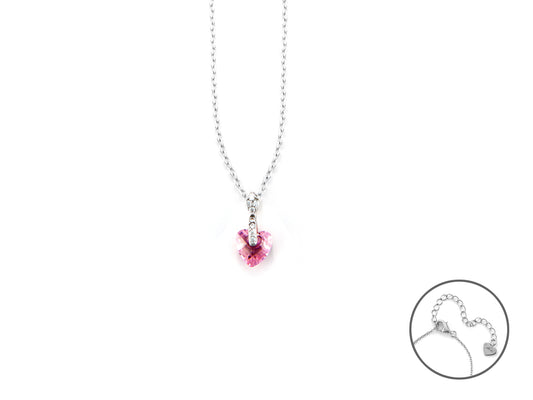 CL RODIO CUORE ZIRCONE ROSA