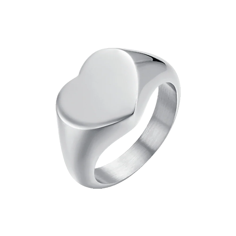 ANELLO DONNA SIGILLO IN ACCIAIO CON CUORE