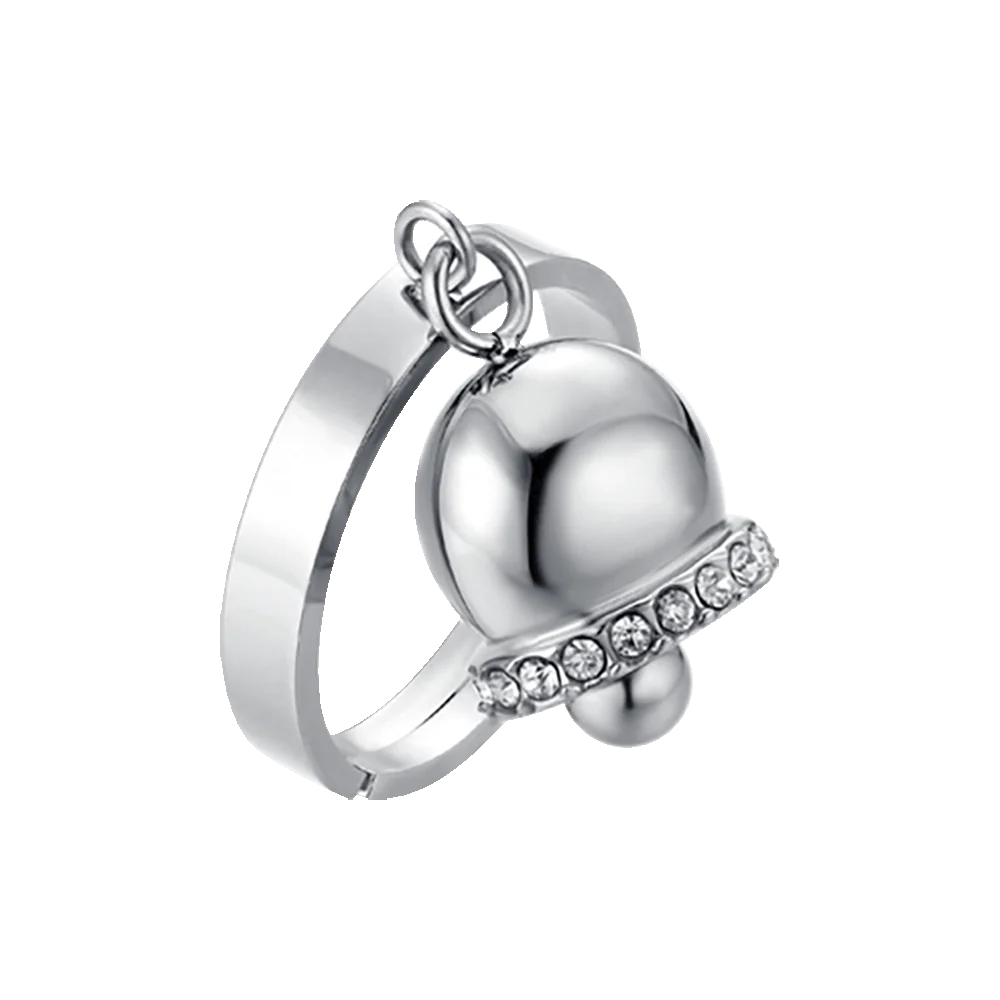 ANELLO DONNA IN ACCIAIO CON CAMPANELLA CON CRISTALLI BIANCHI