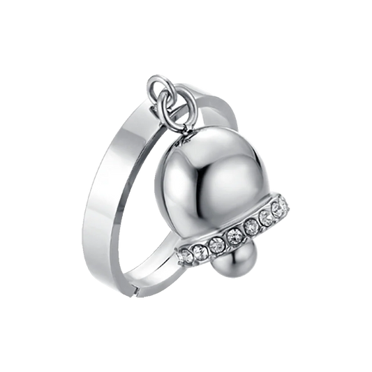 ANELLO DONNA IN ACCIAIO CON CAMPANELLA CON CRISTALLI BIANCHI