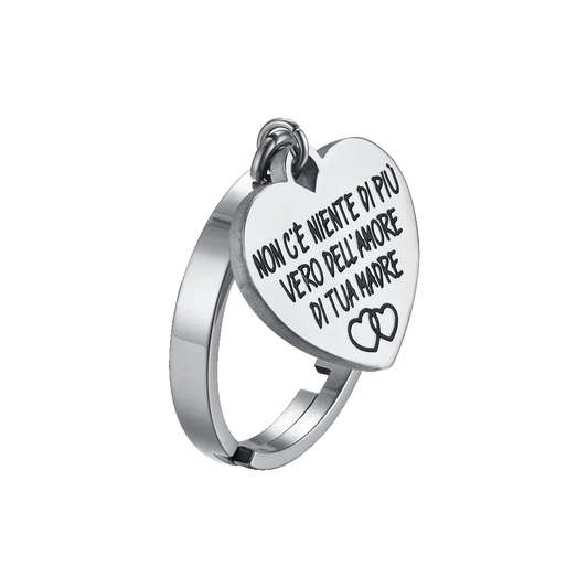 ANELLO DONNA IN ACCIAIO NON C'E' NIENTE DI PIù VERO DELL'AMORE DI TUA MADRE