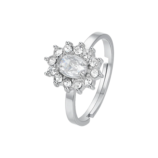 ANELLO DONNA IN ACCIAIO CRISTALLI E ZIRCONE BIANCO