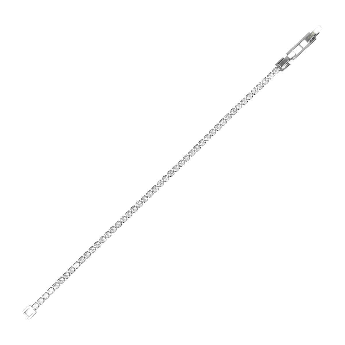 Bracciale Tennis in metallo anallergico con vera placcatura in oro bianco e zirconi cubici bianchi