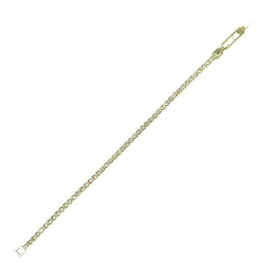 Bracciale Tennis in metallo anallergico con vera placcatura in oro e zirconi cubici Champagne