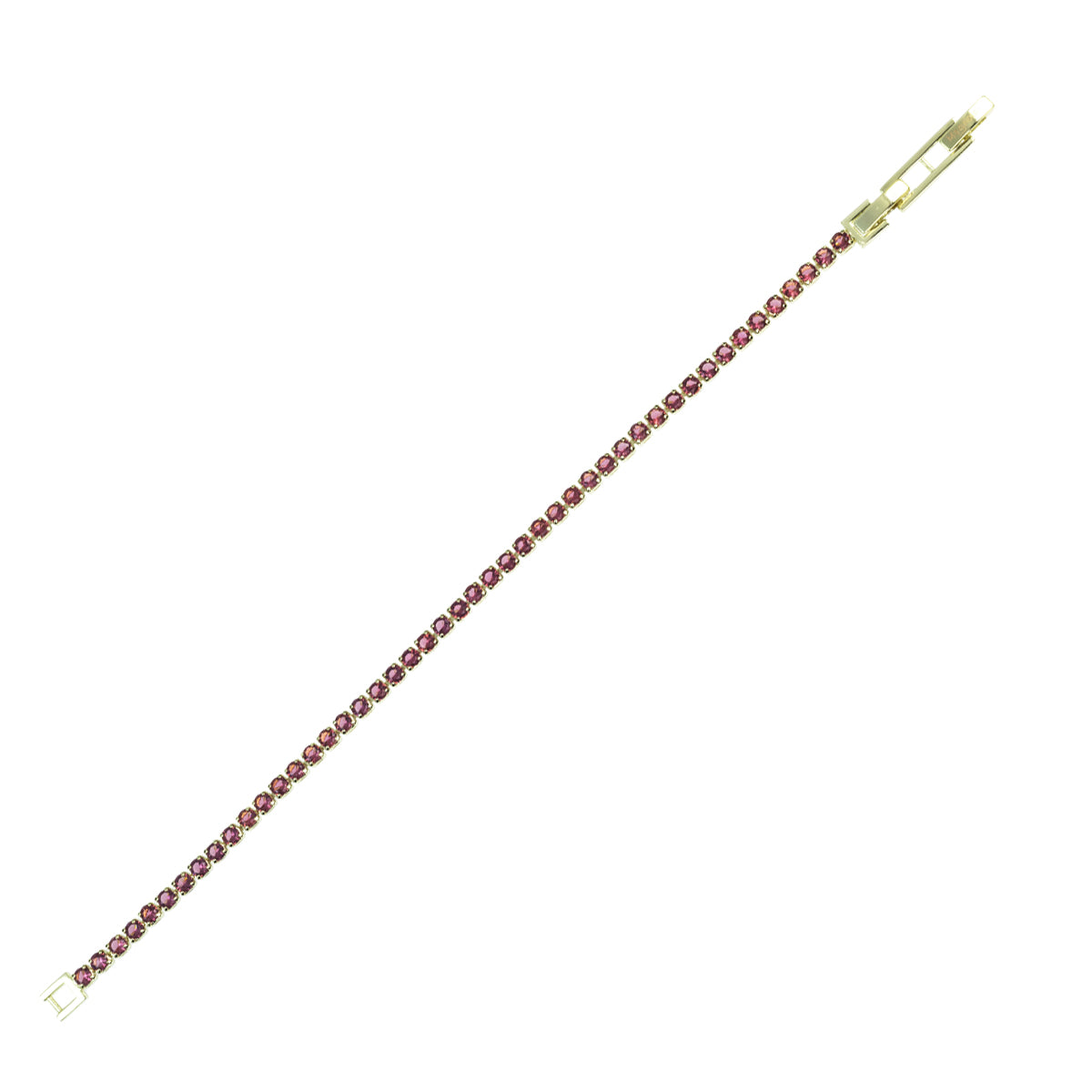 Bracciale Tennis in metallo anallergico con vera placcatura in oro e zirconi cubici Fuxia