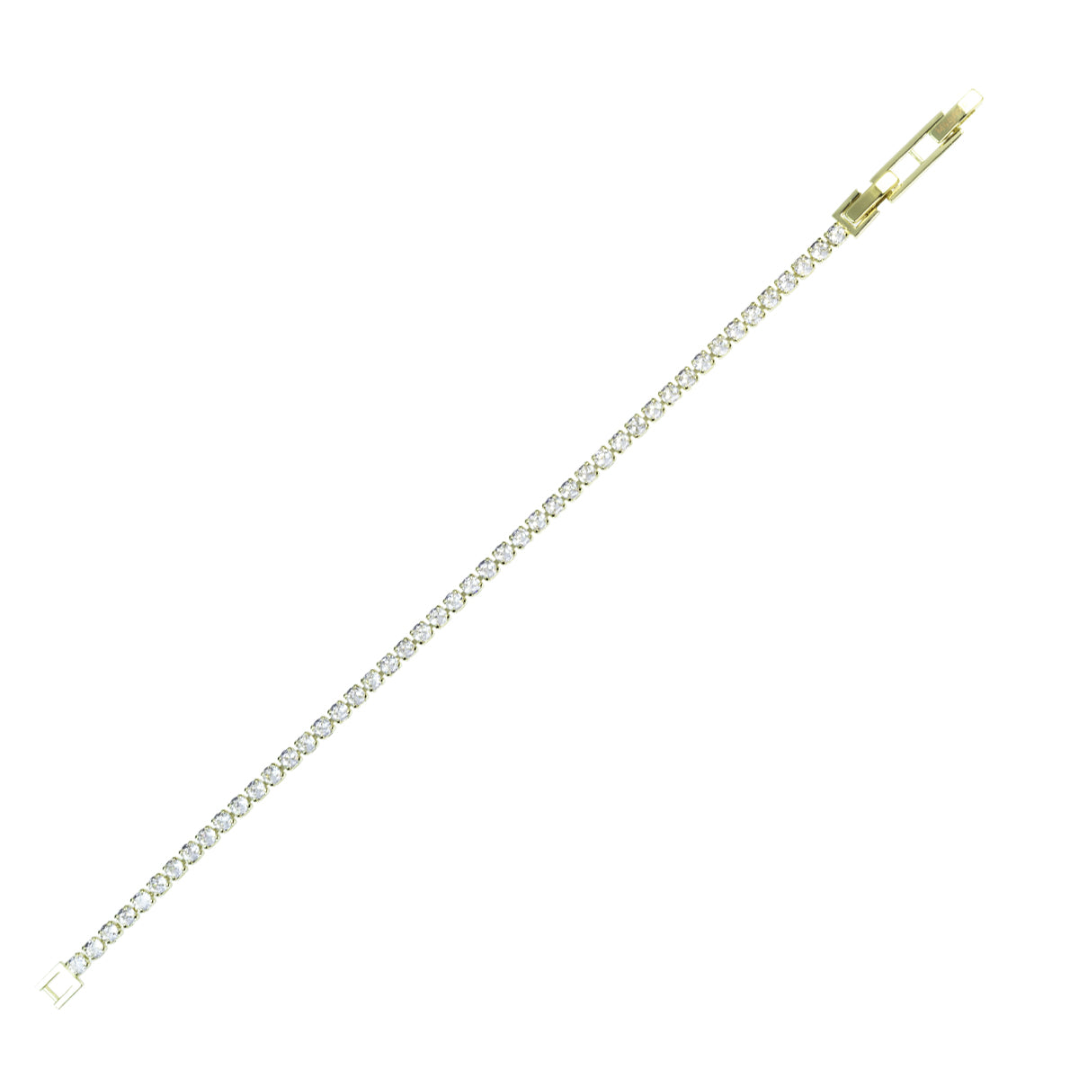 Bracciale Tennis in metallo anallergico con vera placcatura in oro giallo e zirconi cubici Bianchi