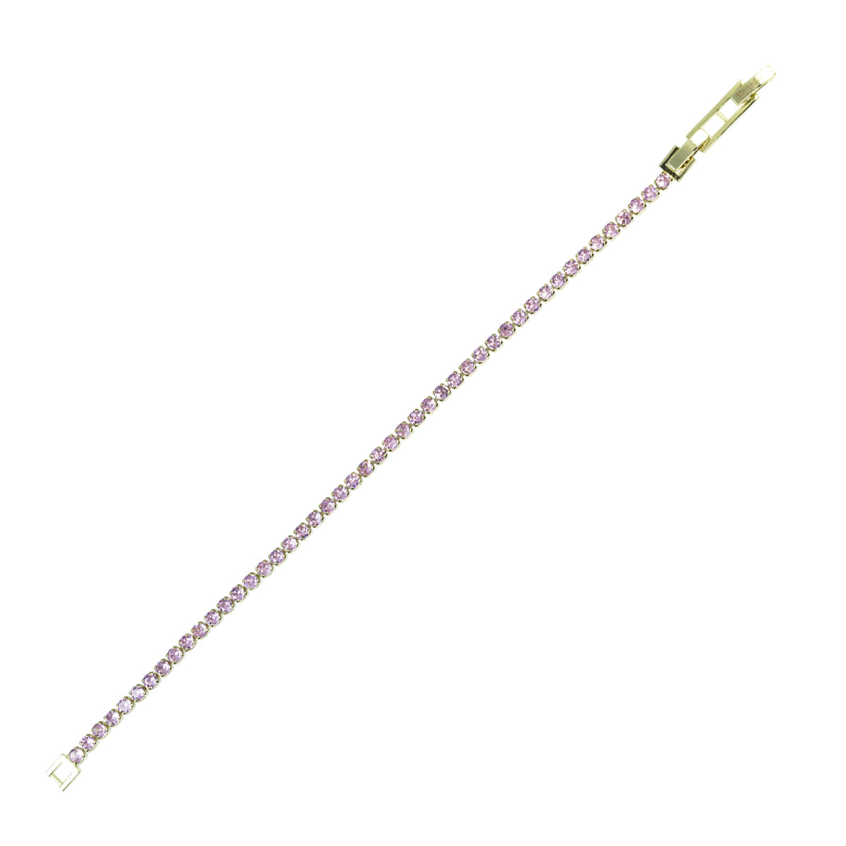 Bracciale Tennis in metallo anallergico con vera placcatura in oro e zirconi cubici Rosa – BC5053P
