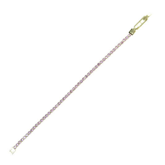 Bracciale Tennis in metallo anallergico con vera placcatura in oro e zirconi cubici Rosa – BC5053P