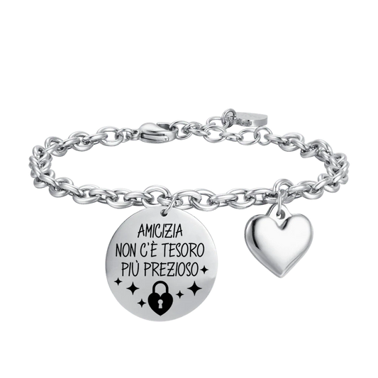 BRACCIALE DONNA IN ACCIAIO AMICIZIA NON C'E' TESORO PIù PREZIOSO
