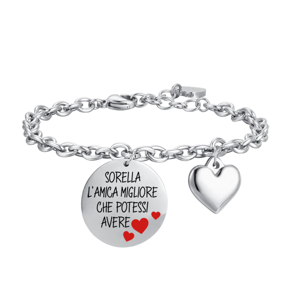 BRACCIALE DONNA IN ACCIAIO SORELLA L'AMICA MIGLIORE CHE POTESSI AVERE