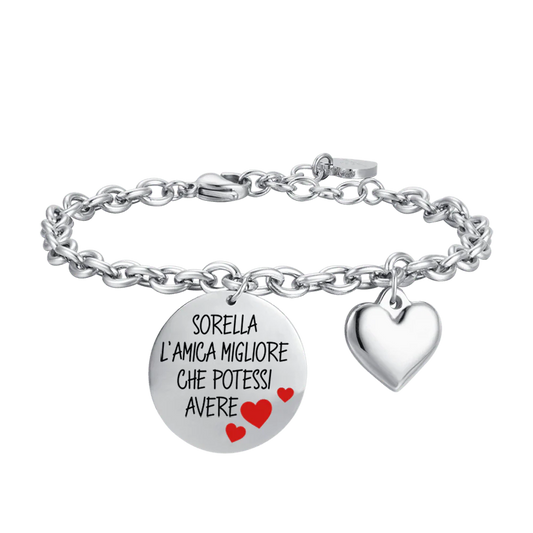 BRACCIALE DONNA IN ACCIAIO SORELLA L'AMICA MIGLIORE CHE POTESSI AVERE