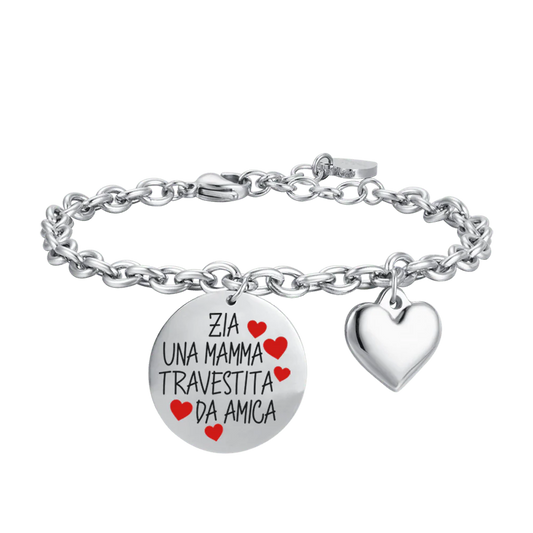 BRACCIALE DONNA IN ACCIAIO ZIA UNA MAMMA TRAVESTITA DA AMICA