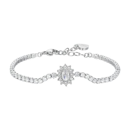 BRACCIALE TENNIS DONNA IN ACCIAIO CRISTALLI E ZIRCONE BIANCO