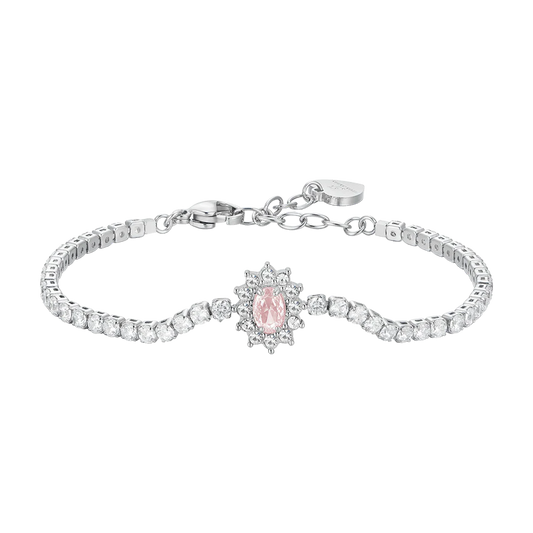 BRACCIALE TENNIS DONNA N ACCIAIO CRISTALLI E ZIRCONE ROSA