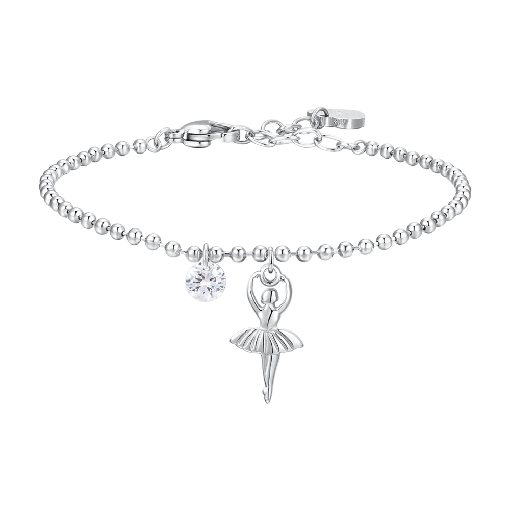 BRACCIALE DONNA IN ACCIAIO CON BALLERINA E ZIRCONE BIANCO