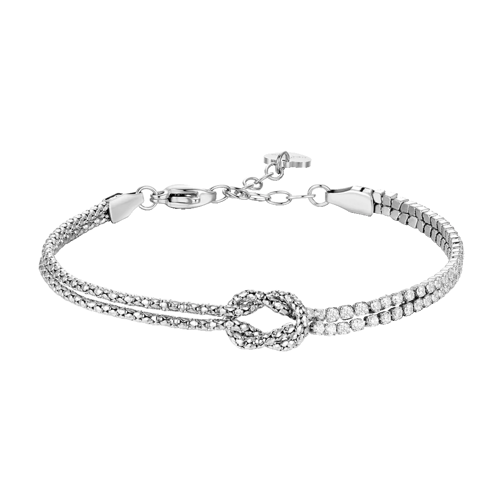 BRACCIALE DONNA IN ACCIAIO CON NODO E ZIRCONI BIANCHI