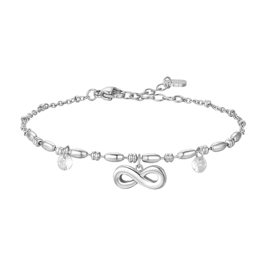 BRACCIALE DONNA IN ACCIAIO CON INFINITO E ZIRCONI BIANCHI