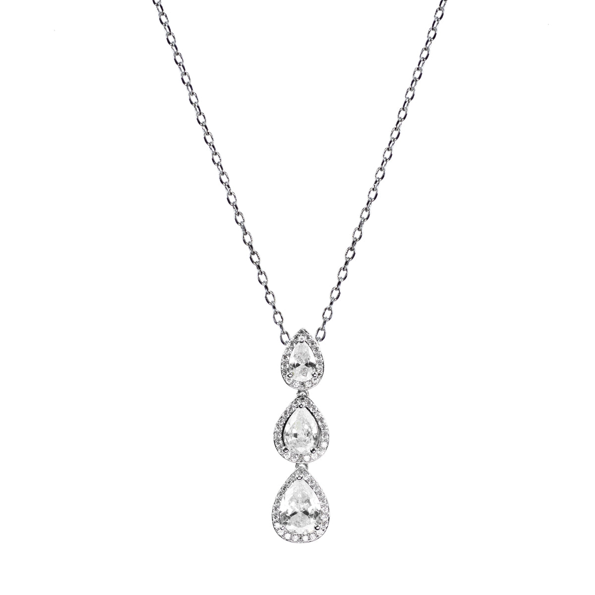 Collana in metallo anallergico con zirconi e vera placcatura oro Bianco – CL5064B