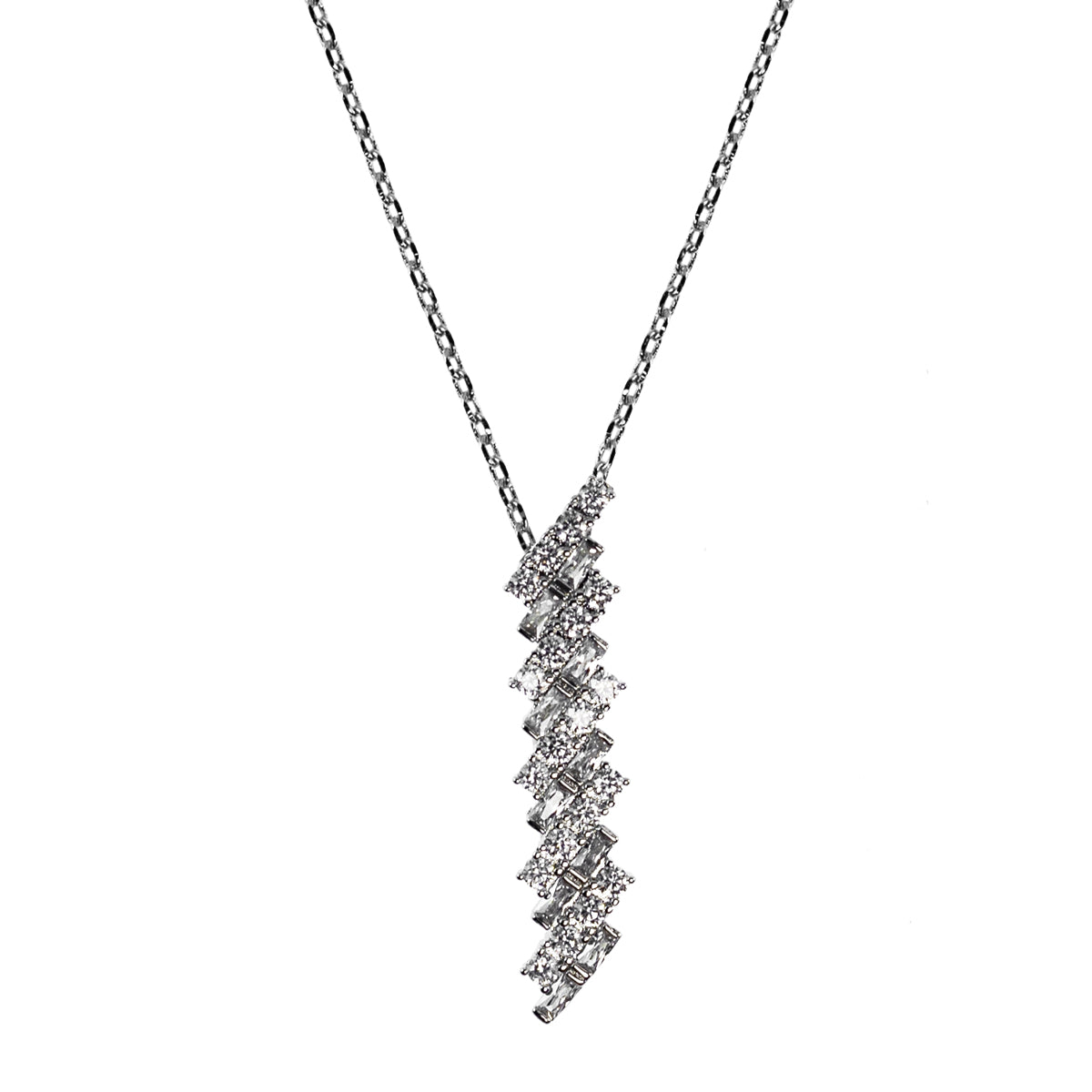 Collana in metallo anallergico con zirconi cubici e vera placcatura oro Bianco – CL5075B