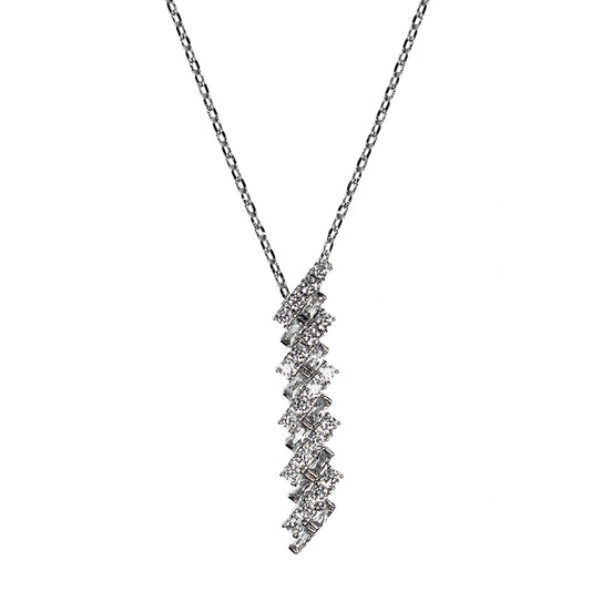 Collana in metallo anallergico con zirconi cubici e vera placcatura oro Bianco – CL5075B