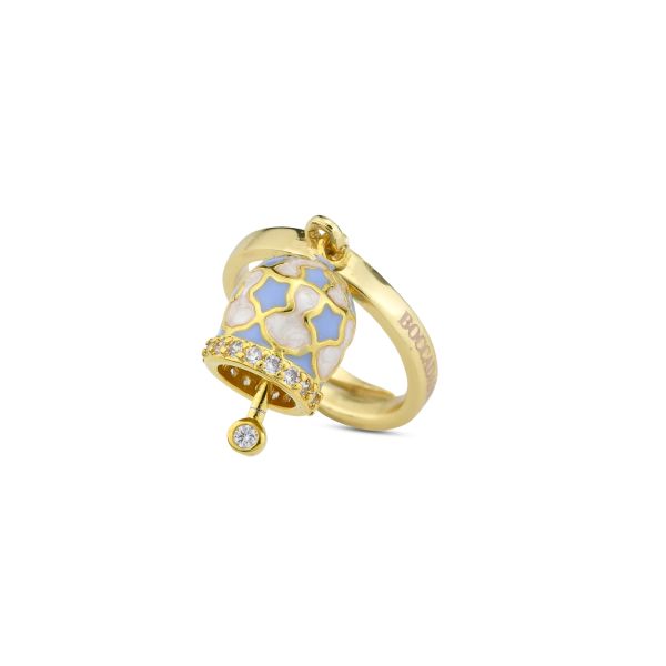 Anello placcato oro giallo con campanella portafortuna