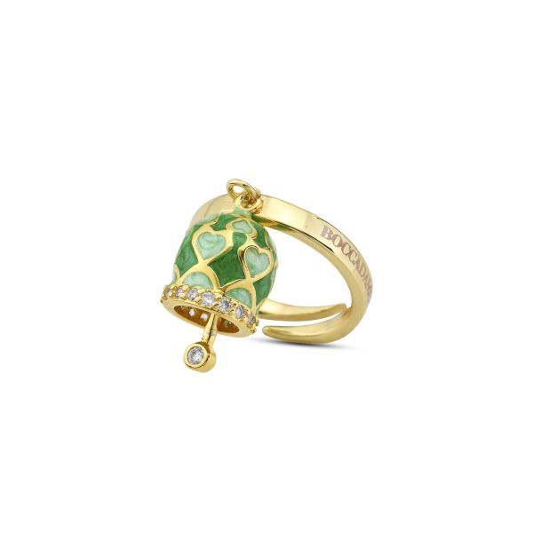 Anello placcato oro giallo con campanella portafortuna