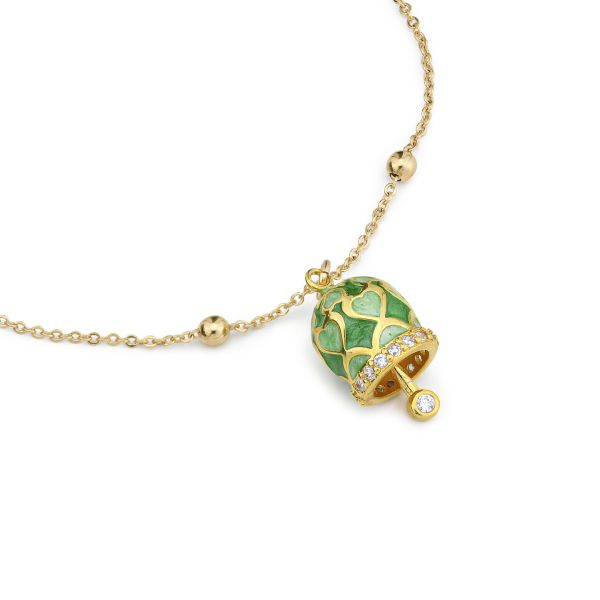 Bracciale placcata oro giallo con campanella portafortuna azzurra