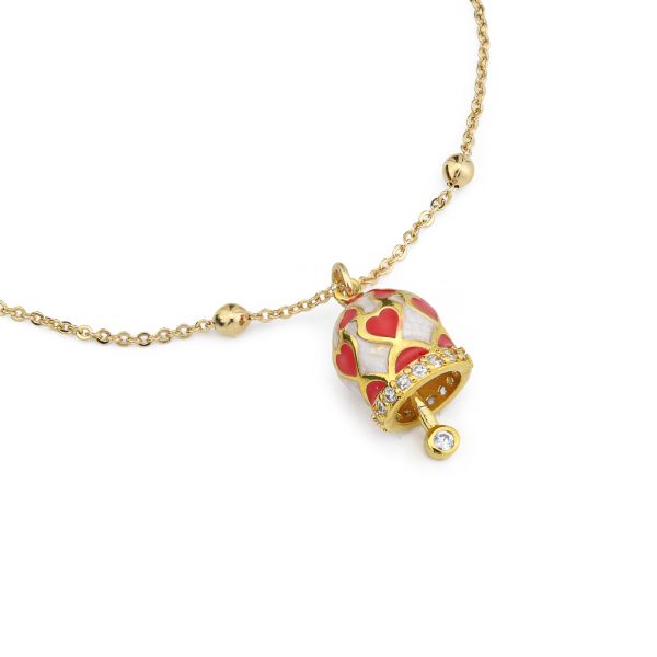 Bracciale placcata oro giallo con campanella portafortuna azzurra
