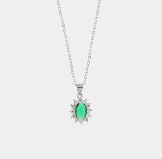 Collana in argento 925 con zircone centrale