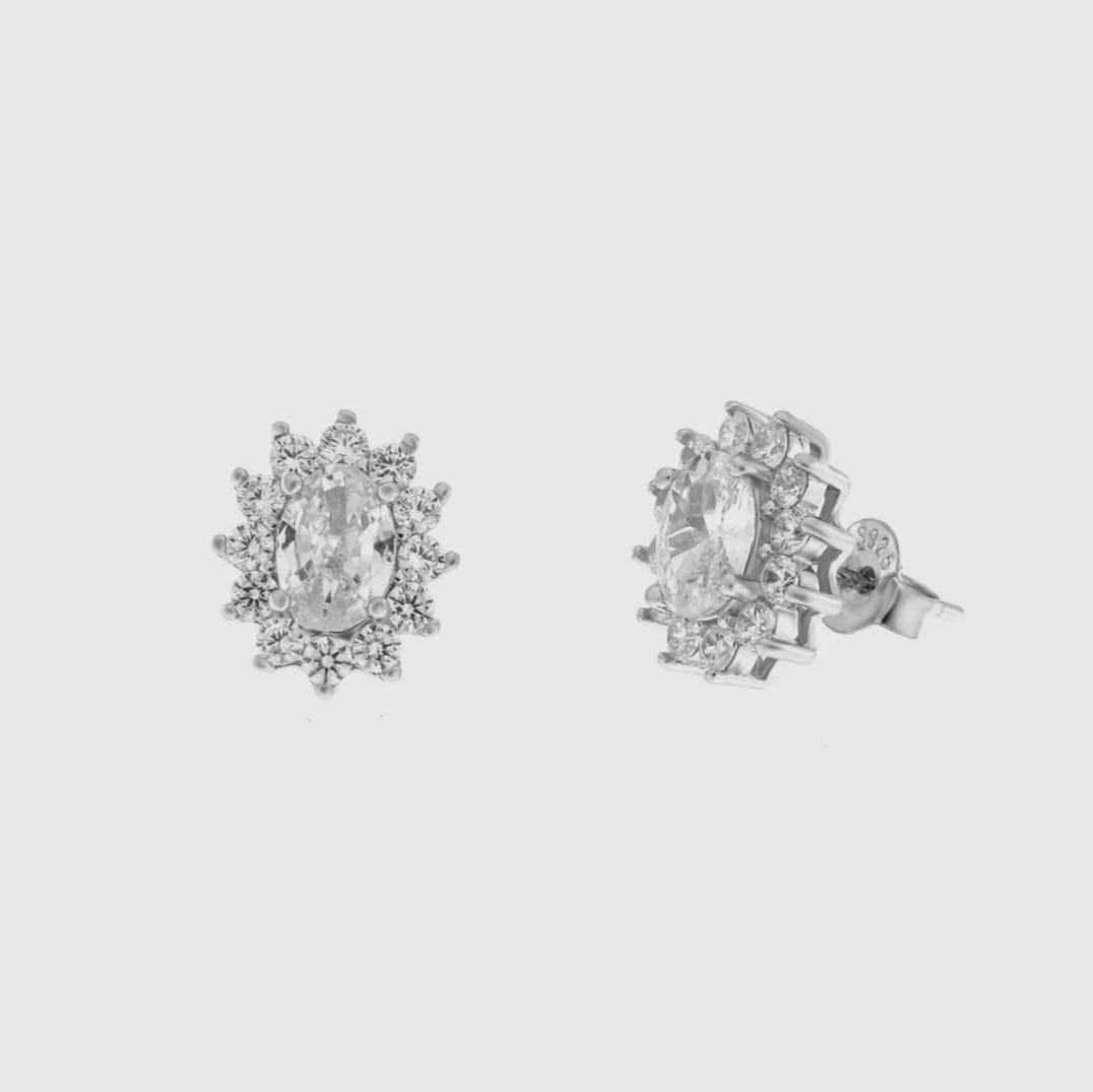 Orecchini in argento 925 con zircone centrale